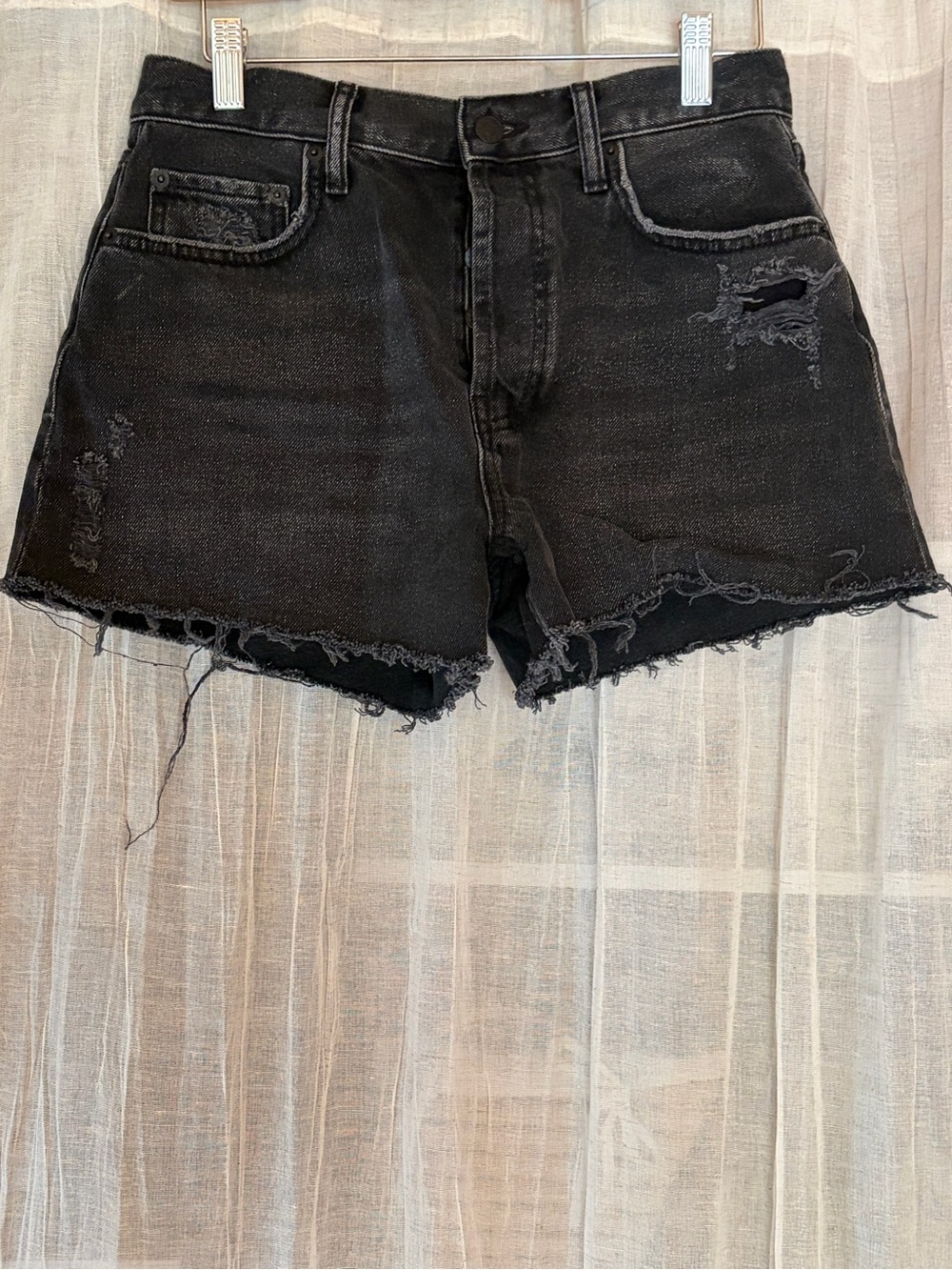 Rails Fairfax Ash Black Distressed Frayed Hem Denim Shorts